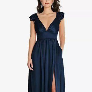 Deep V-Neck, Maxi Dress with Convertible Straps....TH094..Midnight...Size XS